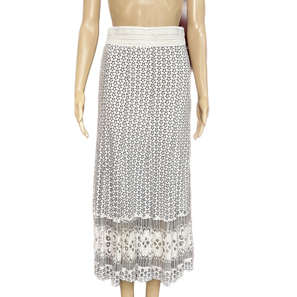 Lapis Laser Cut Star Print Sheer Chiffon Overlay Maxi Skirt Size Medium